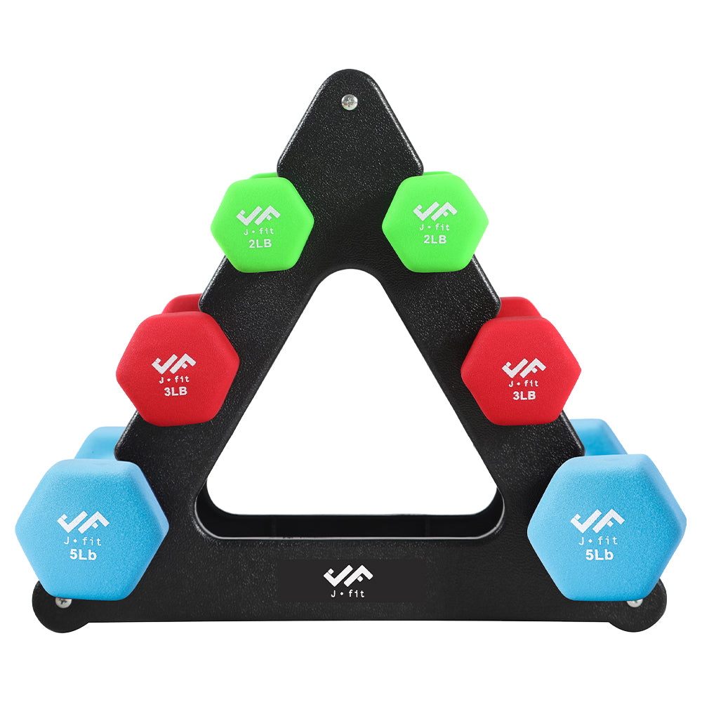 Champion Sports JFIT Dumbbell Set with Storage Rack - 20 lb Set