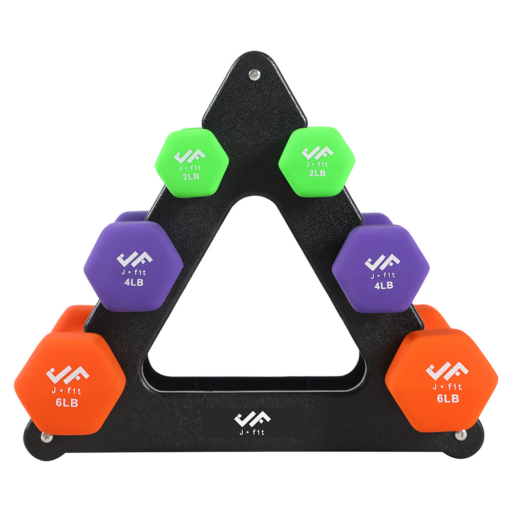 Champion Sports JFIT Dumbbell Set with Storage Rack - 24 lb Set