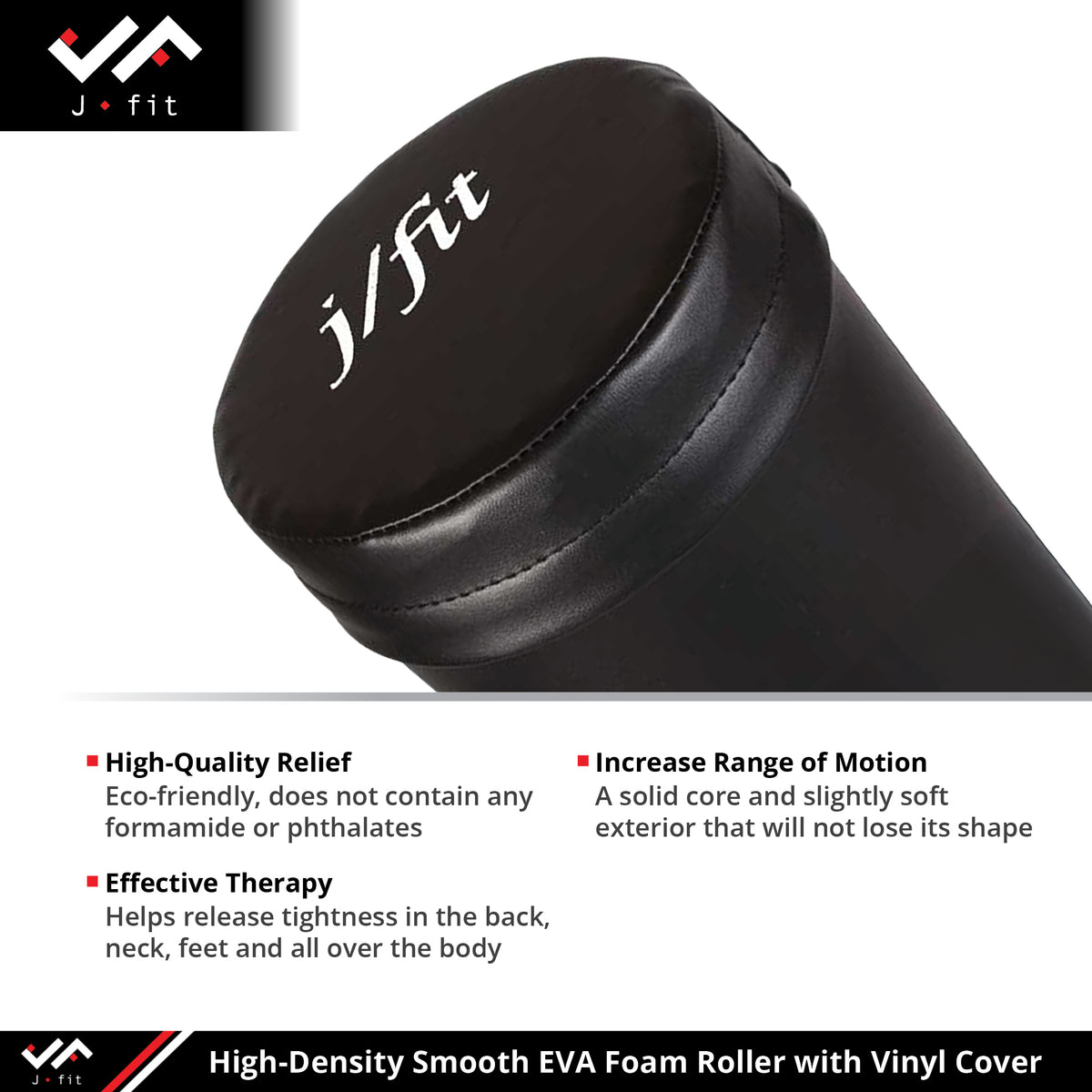 Champion Sports JFIT 36" EVA Foam Roller with Black Vinyl Cover