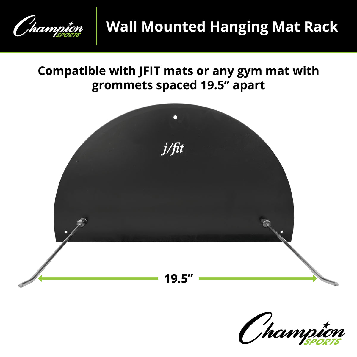 Champion Sports JFIT Wall-Mounted Hanging Gym Mat Rack