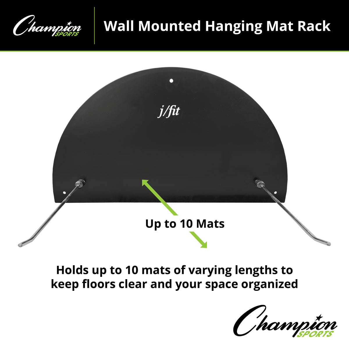 Champion Sports JFIT Wall-Mounted Hanging Gym Mat Rack