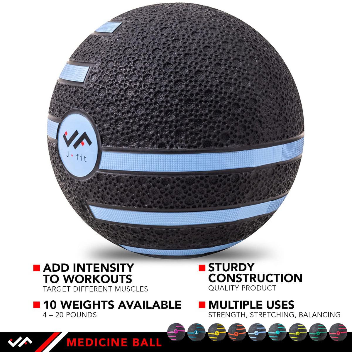 Champion Sports JFIT Medicine Ball with Dual Texture