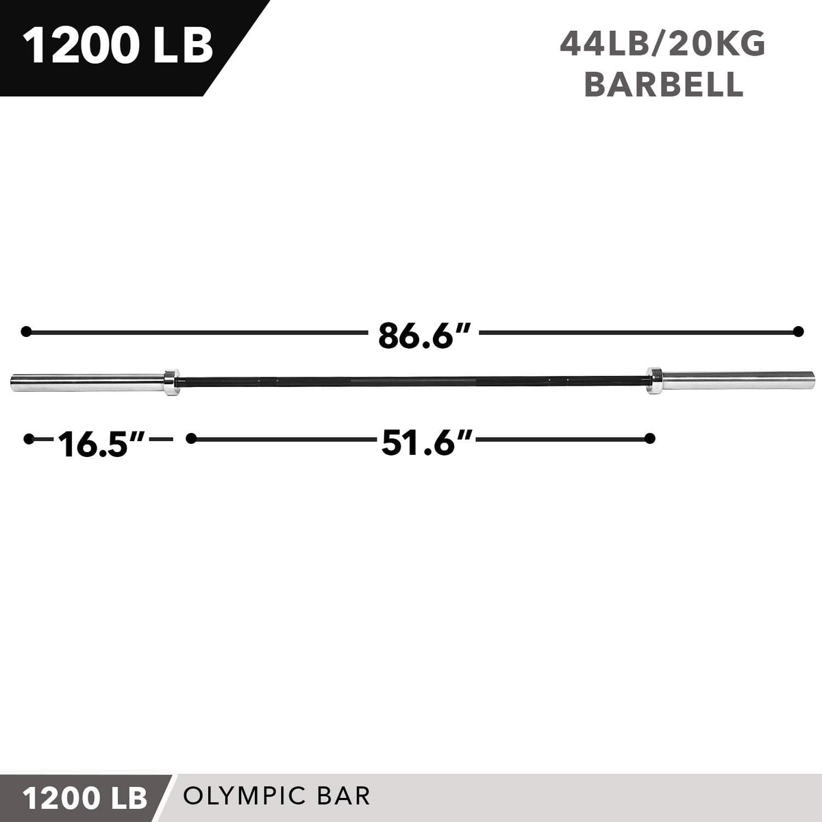 Champion Sports JFIT Olympic Barbell - 1200 lb Capacity