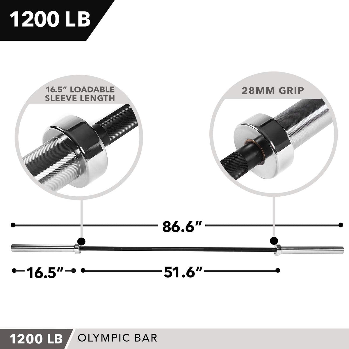 Champion Sports JFIT Olympic Barbell - 1200 lb Capacity