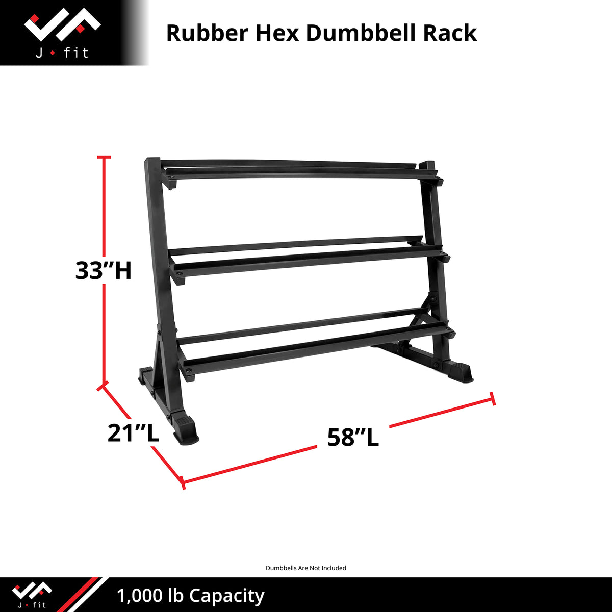 Champion Sports JFIT Rubber Hex Dumbbell Rack