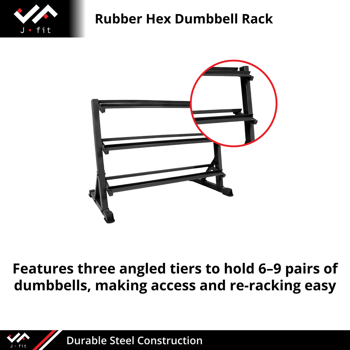 Champion Sports JFIT Rubber Hex Dumbbell Rack