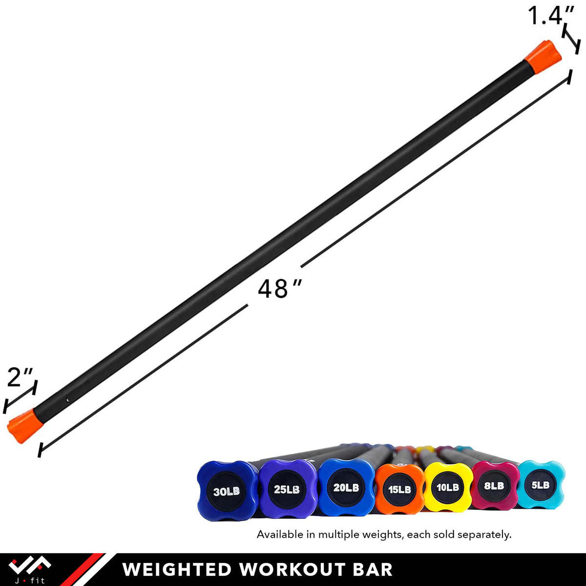 Champion Sports JFIT Workout Bar with Rubber Padding