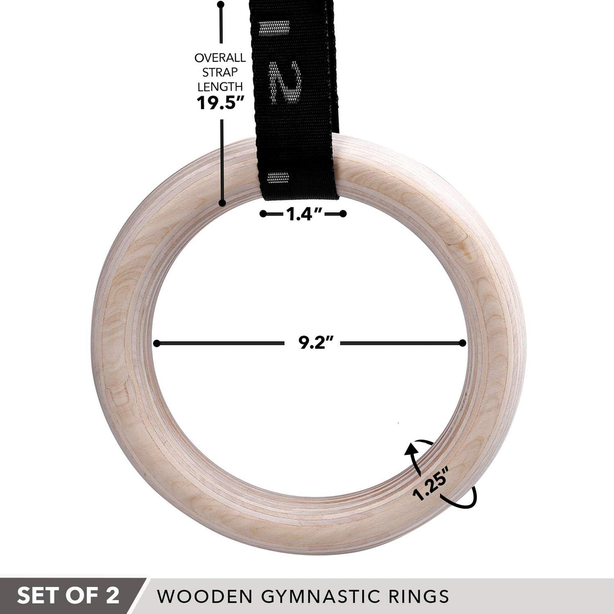 Champion Sports JFIT Wooden Gym Rings
