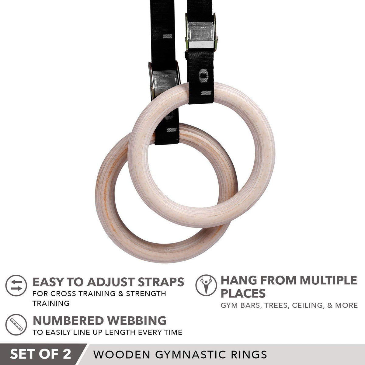 Champion Sports JFIT Wooden Gym Rings