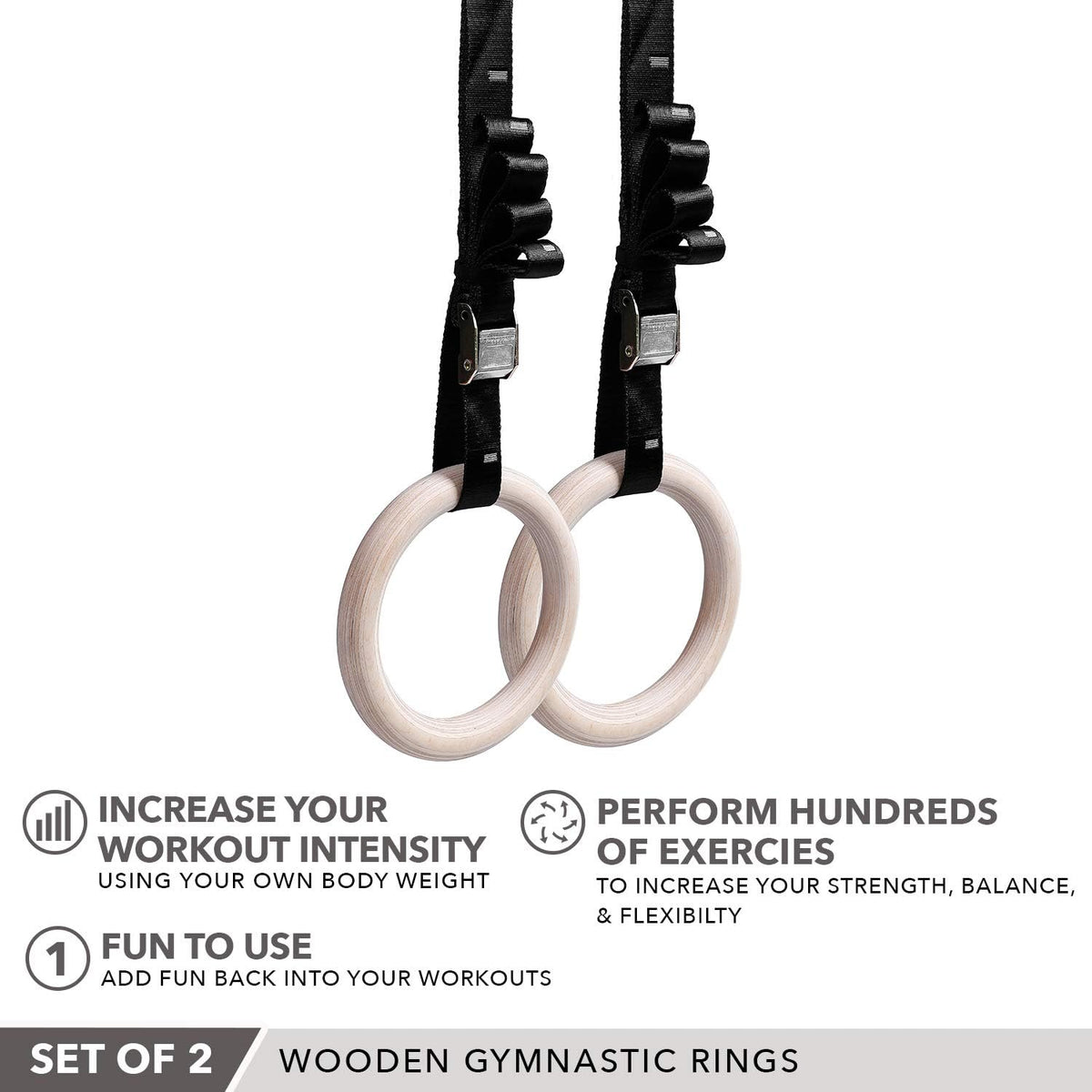 Champion Sports JFIT Wooden Gym Rings