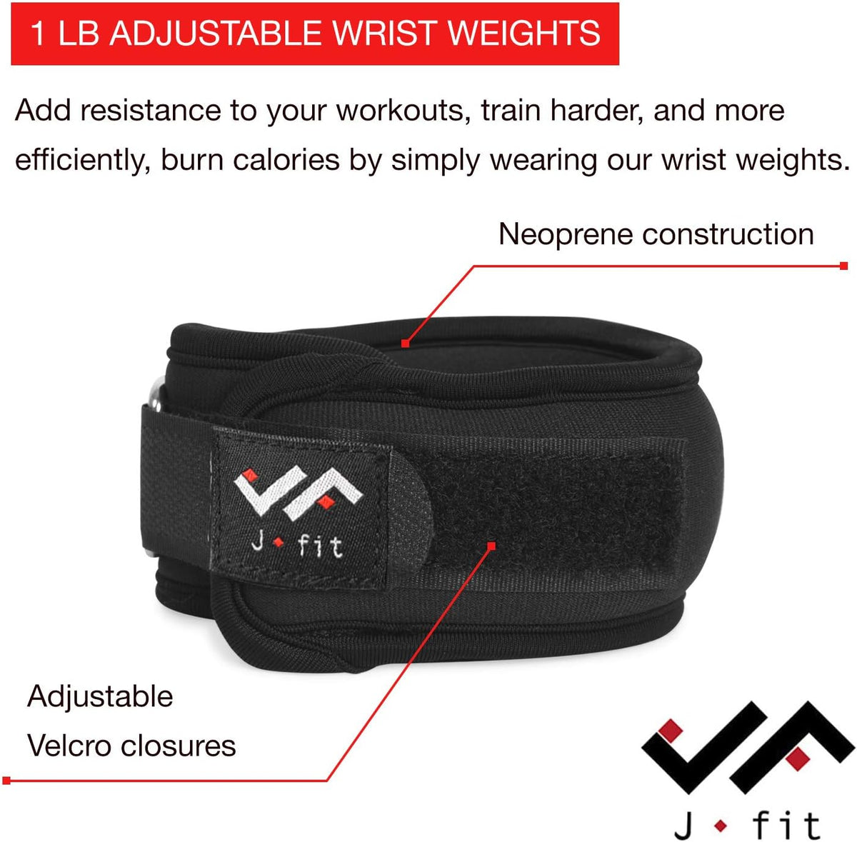 Champion Sports JFIT Adjustable Wrist Weights - Pair