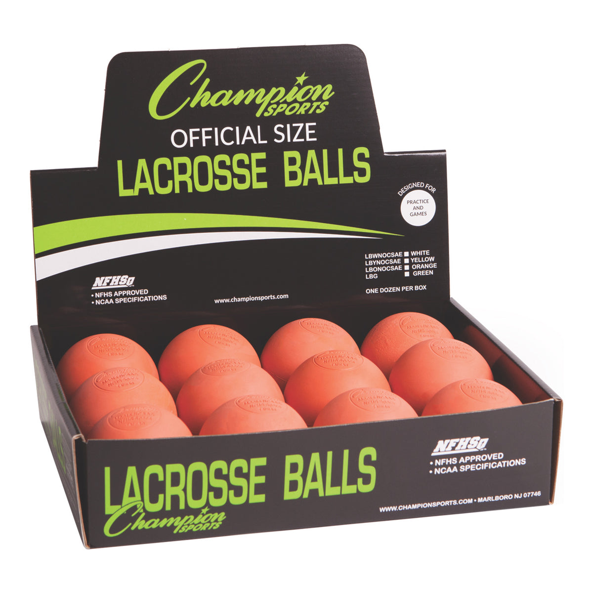 Champion Sports Low Bounce Lacrosse Ball - Dozen