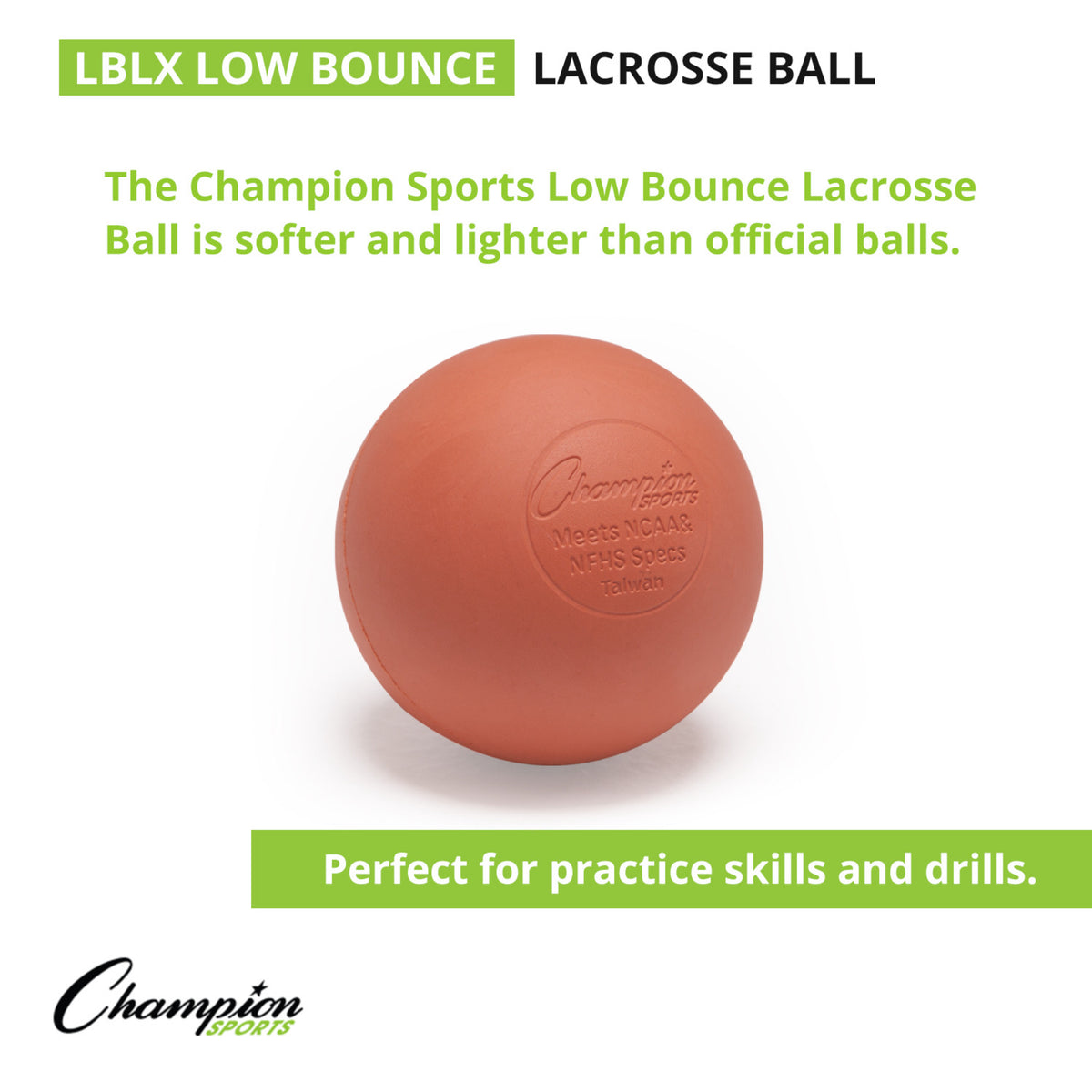 Champion Sports Low Bounce Lacrosse Ball - Dozen