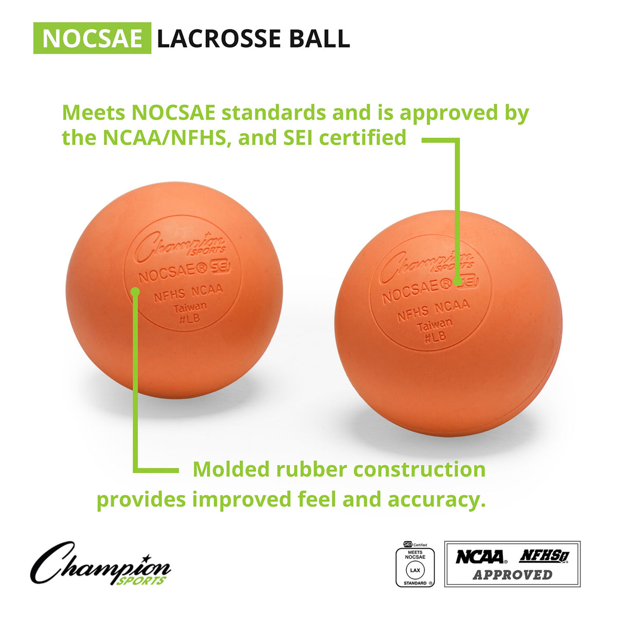 Champion Sports NOCSAE Lacrosse Balls - Dozen