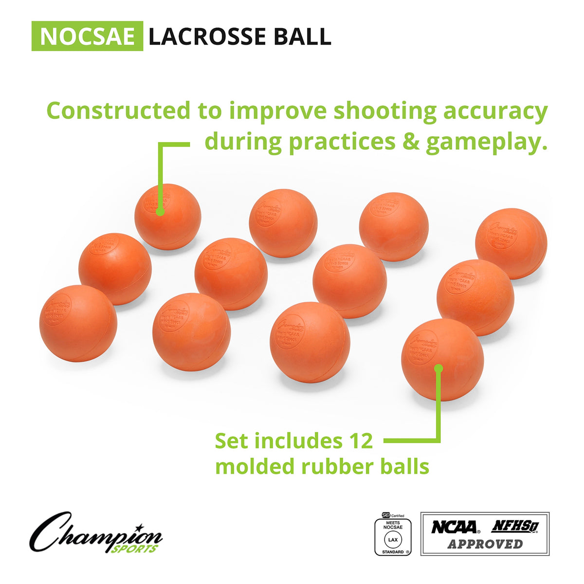 Champion Sports NOCSAE Lacrosse Balls - Dozen