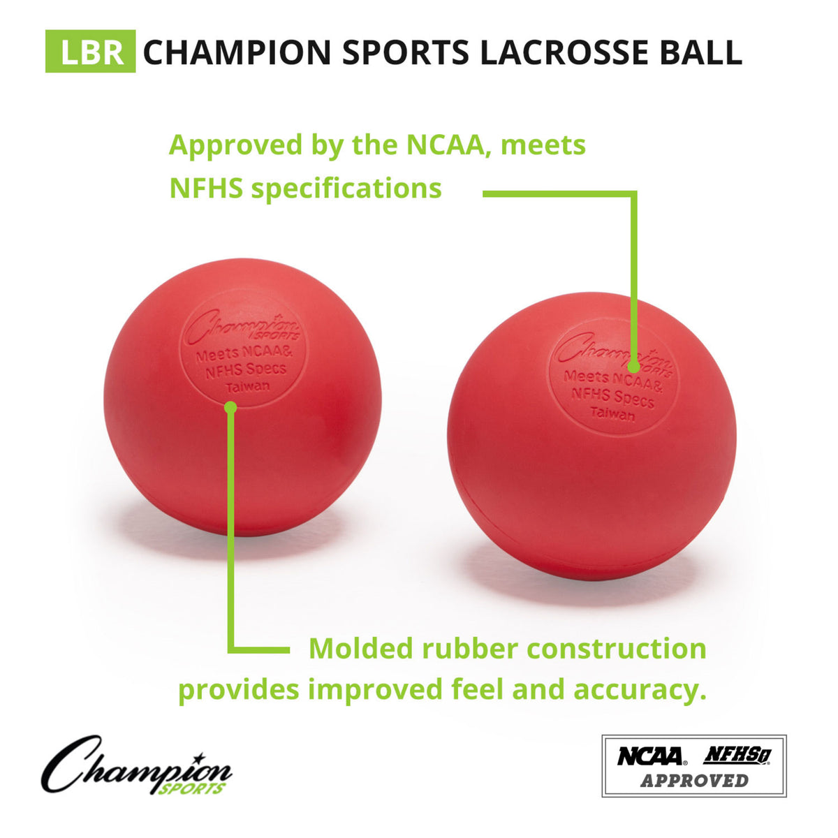 Champion Sports NCAA/NFHS Lacrosse Balls - Dozen