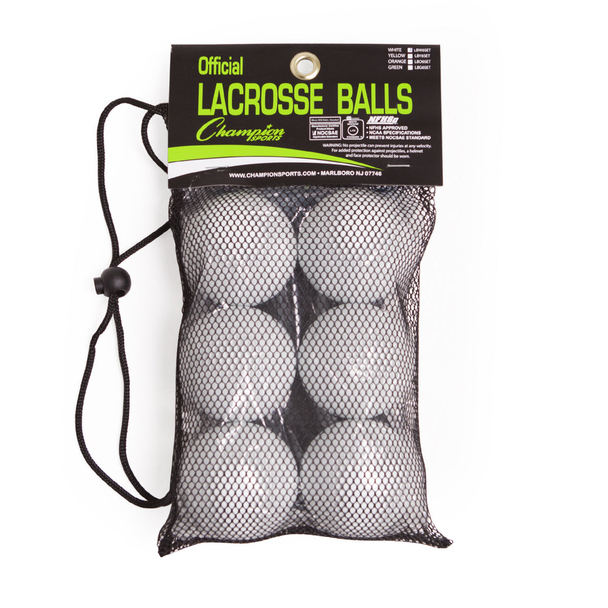 Champion Sports Lacrosse Ball Set - White / 6-Pack