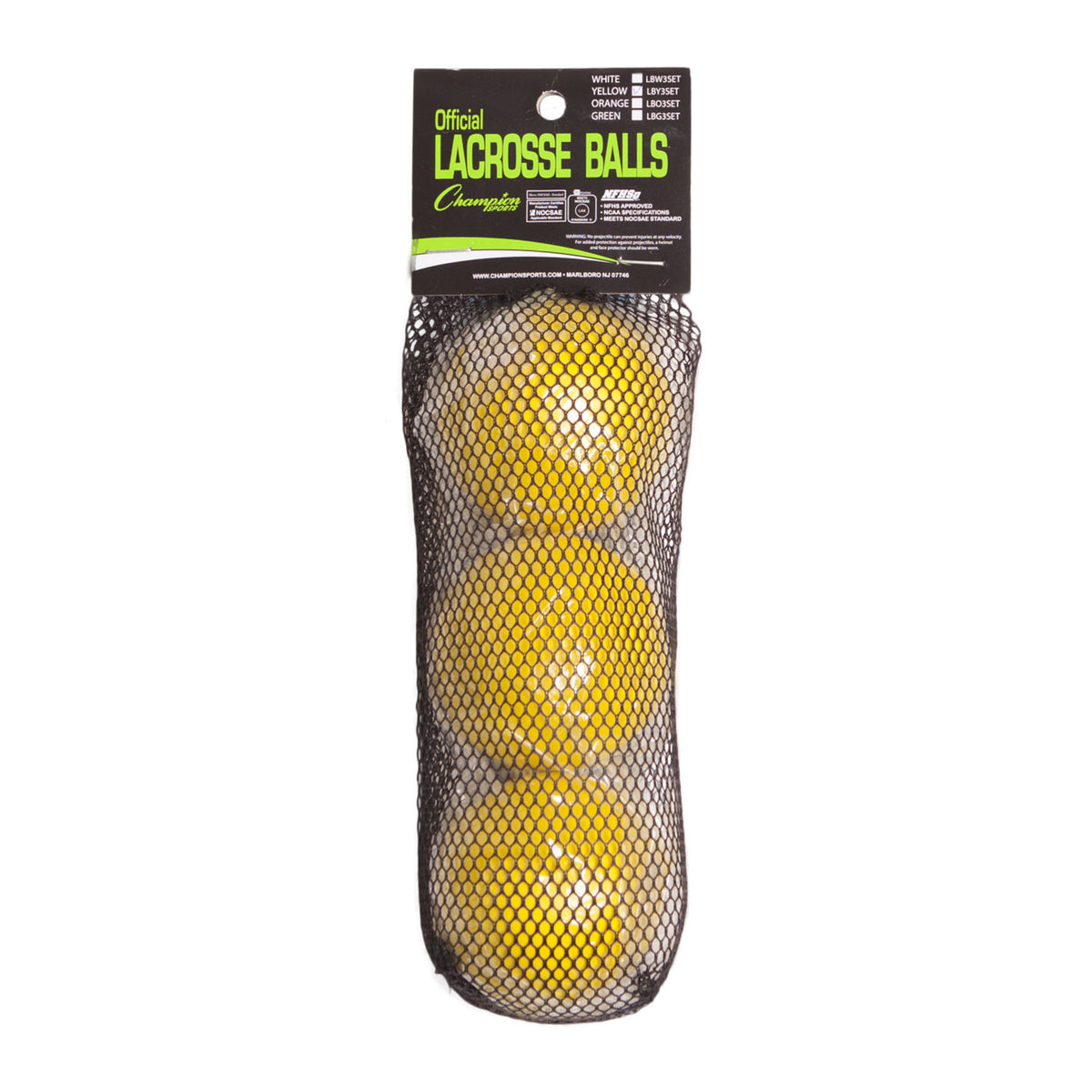Champion Sports Lacrosse Ball Set - Yellow / 3-Pack