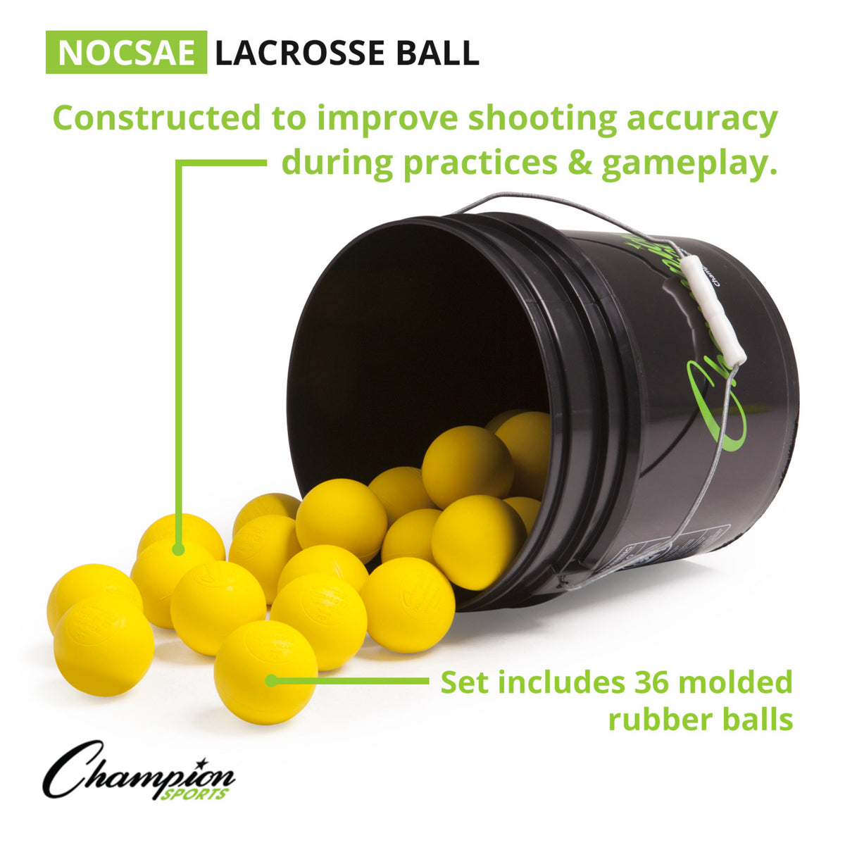Champion Sports Lacrosse Ball Bucket - 36 Balls