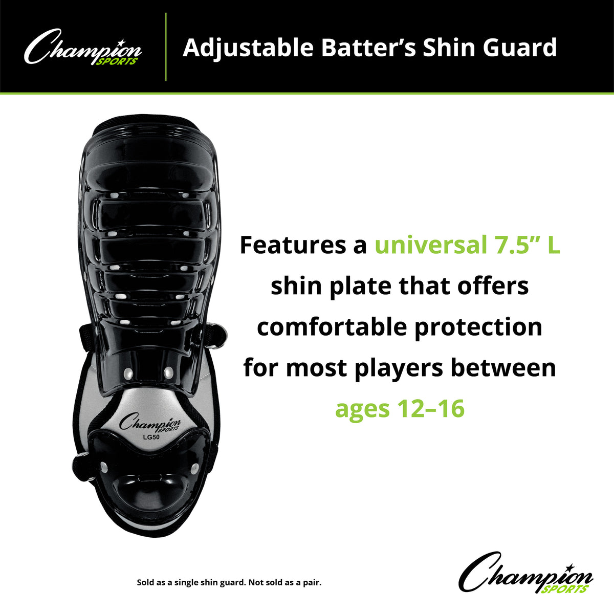 Champion Sports Adjustable Batter's Shin Guard