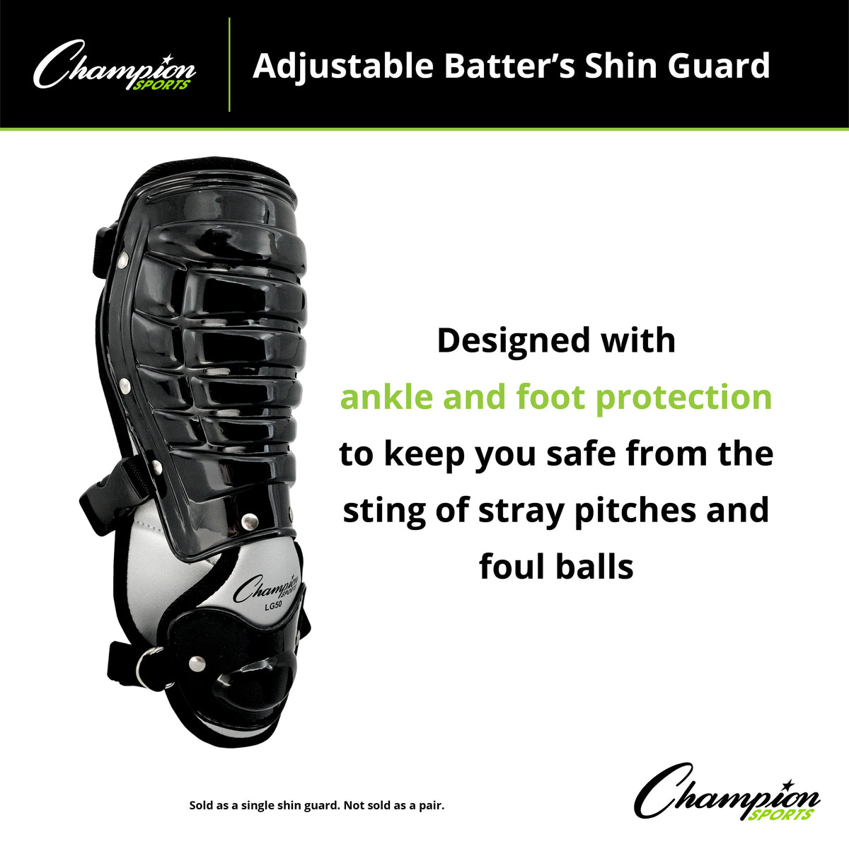 Champion Sports Adjustable Batter's Shin Guard