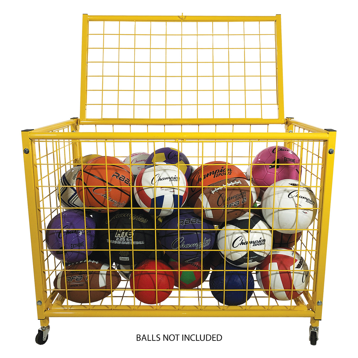 Champion Sports Full-Size Lockable Ball Locker - Yellow