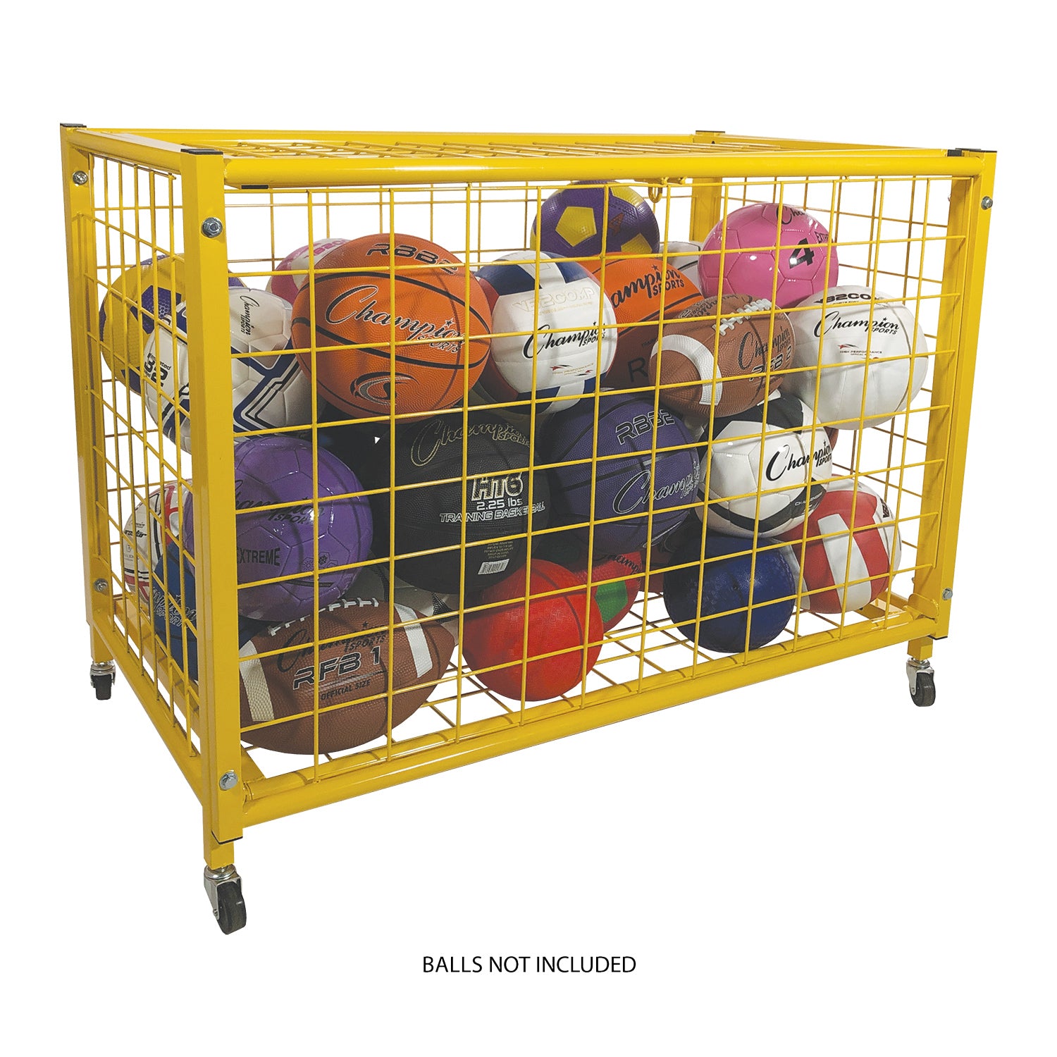 Champion Sports Full-Size Lockable Ball Locker - Yellow