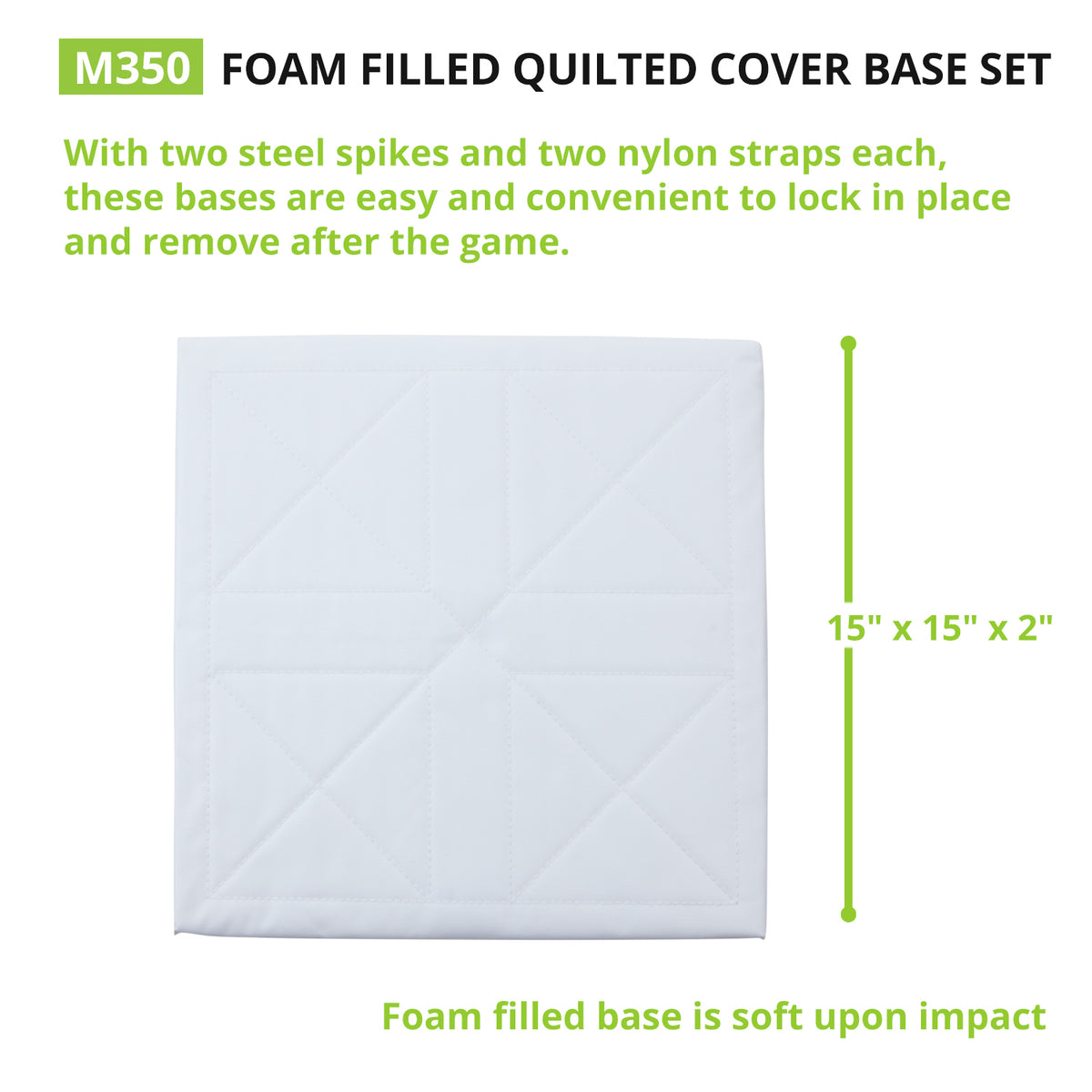 Champion Sports 15" x 15" Foam Filled Quilted Cover Base Set - Set of 3