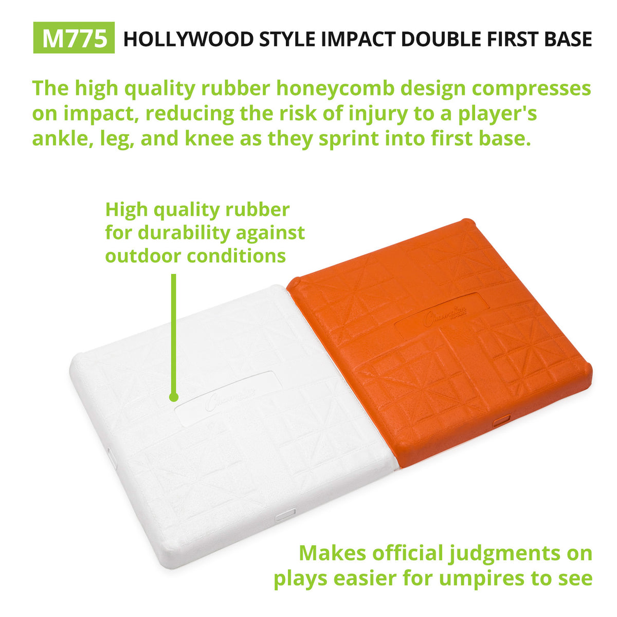 Champion Sports Hollywood Style Double First Base - Orange/White