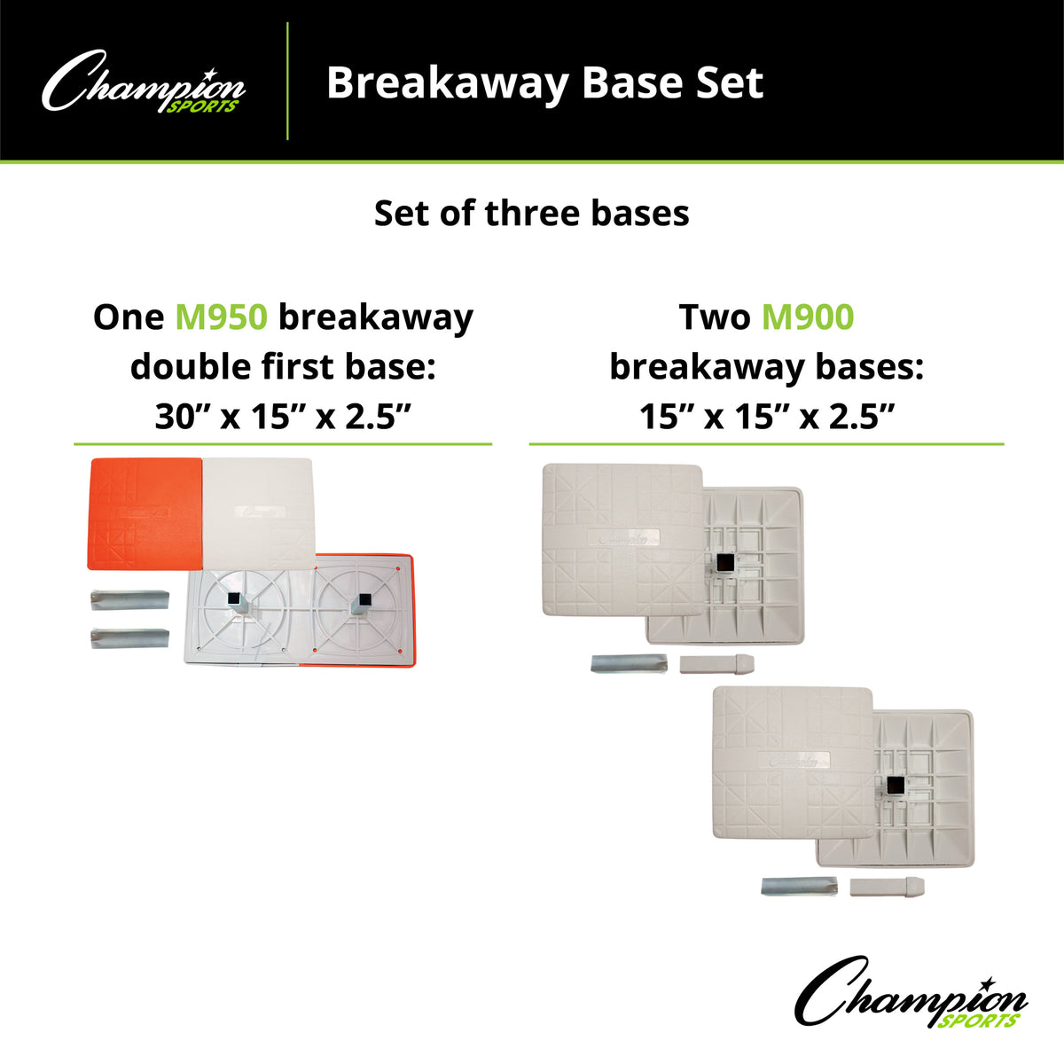 Champion Sports Breakaway Double First Base - Set of 3