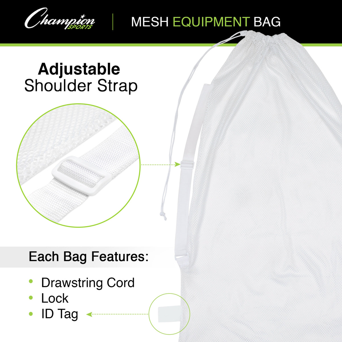 Champion Sports Mesh Equipment Bag with Shoulder Strap