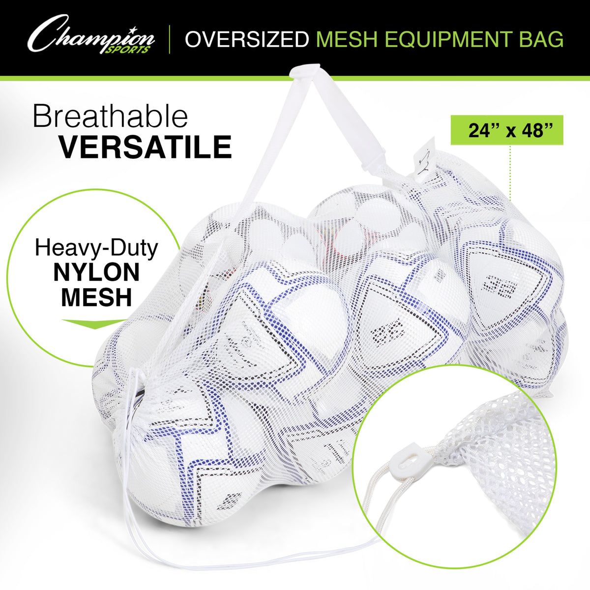 Champion Sports Mesh Equipment Bag with Shoulder Strap