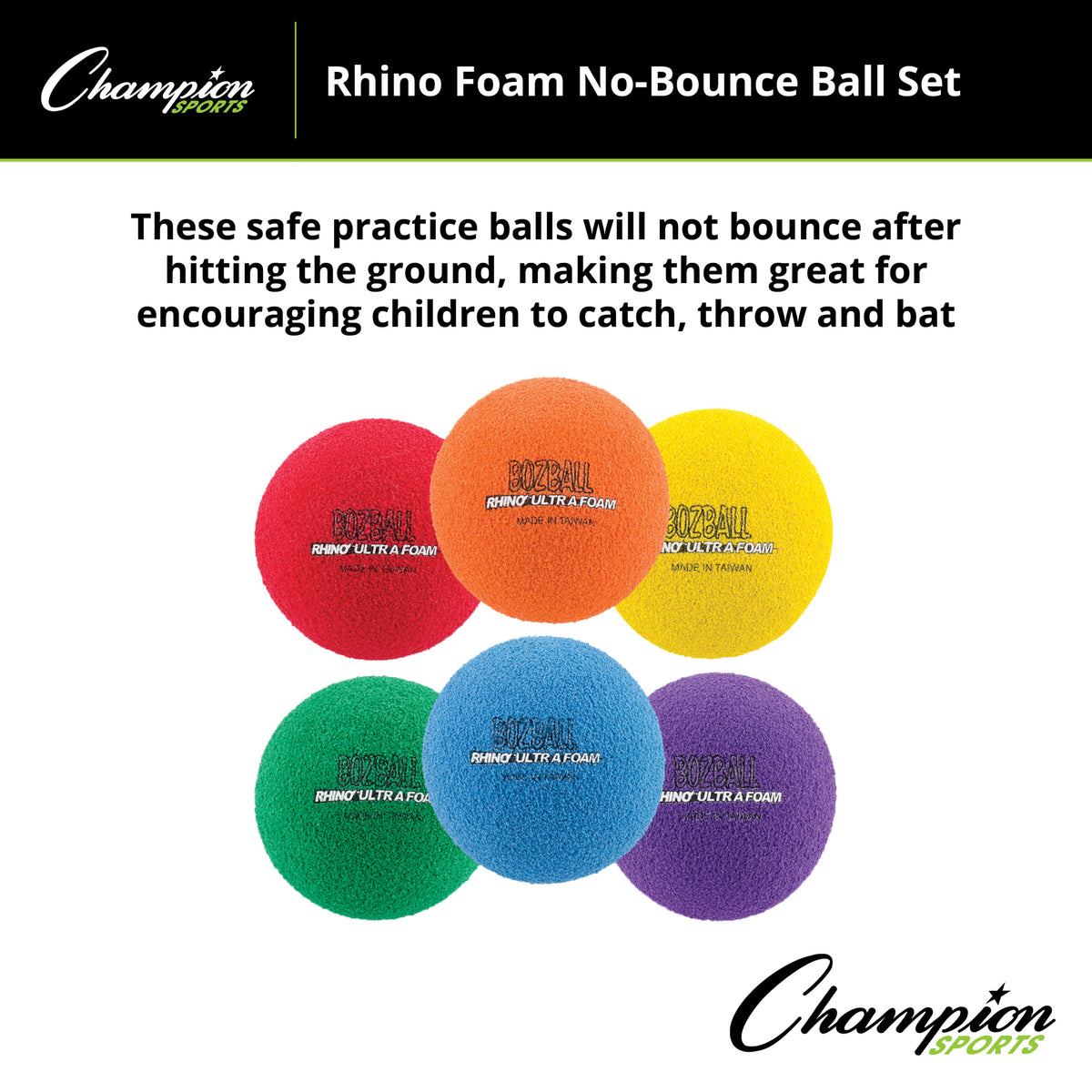 Champion Sports Rhino 3.5" Foam No Bounce Ball Set