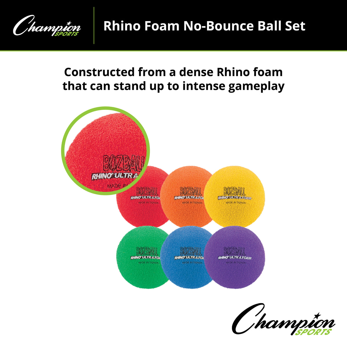 Champion Sports Rhino 3.5" Foam No Bounce Ball Set