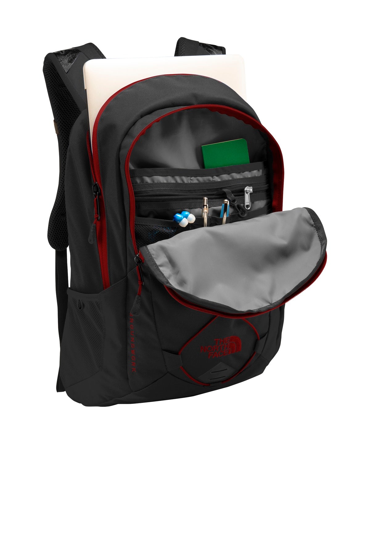 The North Face  Groundwork Backpack. - TNF Dark Grey Heather/ Cardinal Red