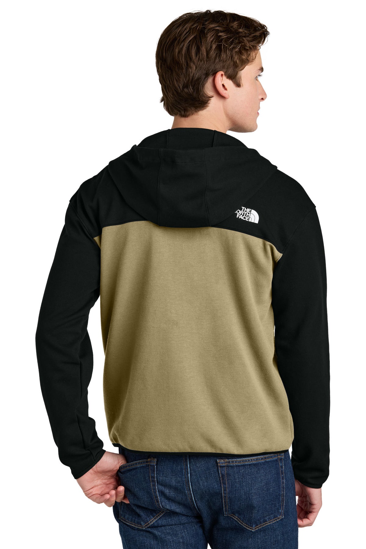 The North Face Double-Knit Full-Zip Hoodie - Khaki Stone/ TNF Black