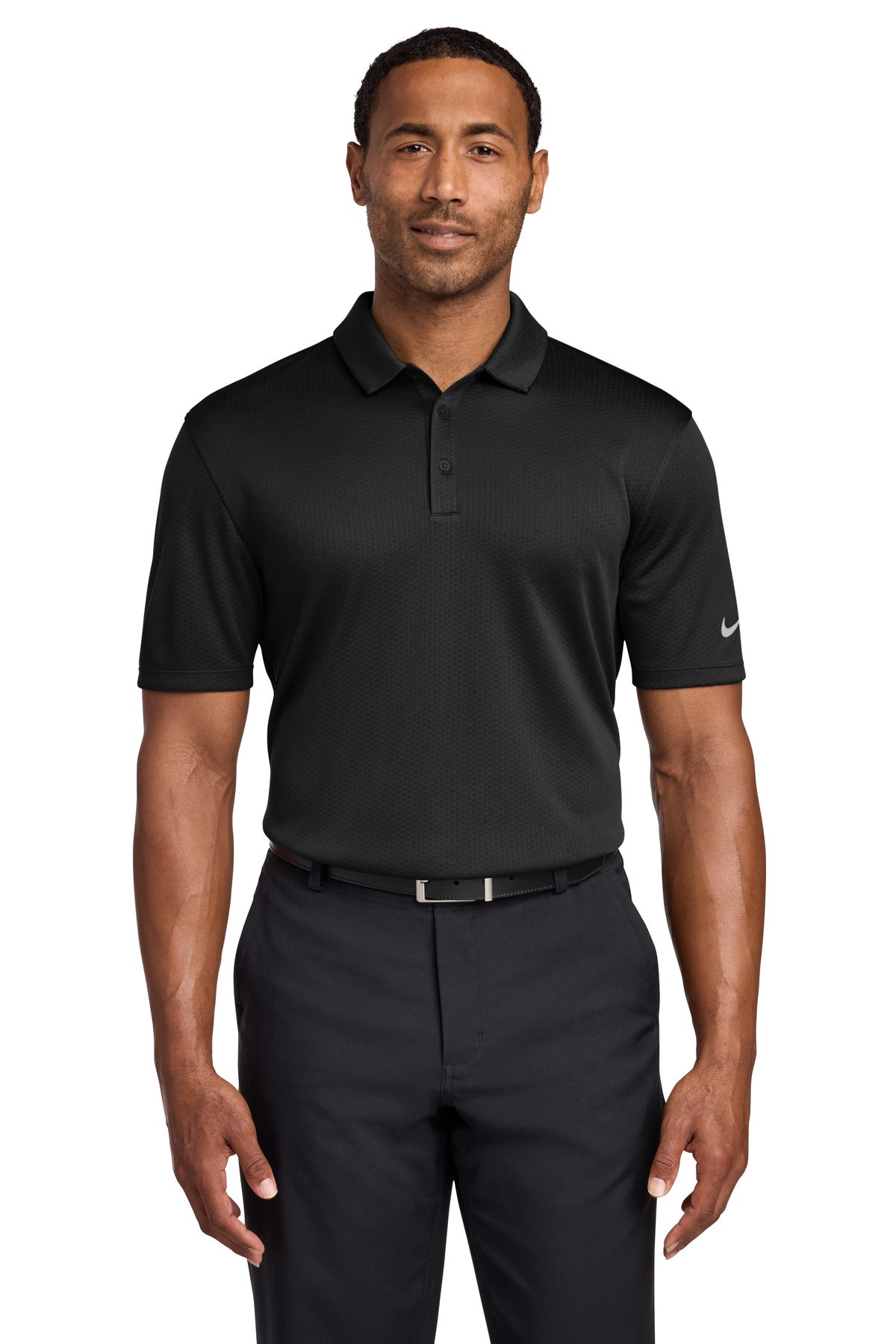 Nike Dri-FIT Hex Textured Polo. - Black