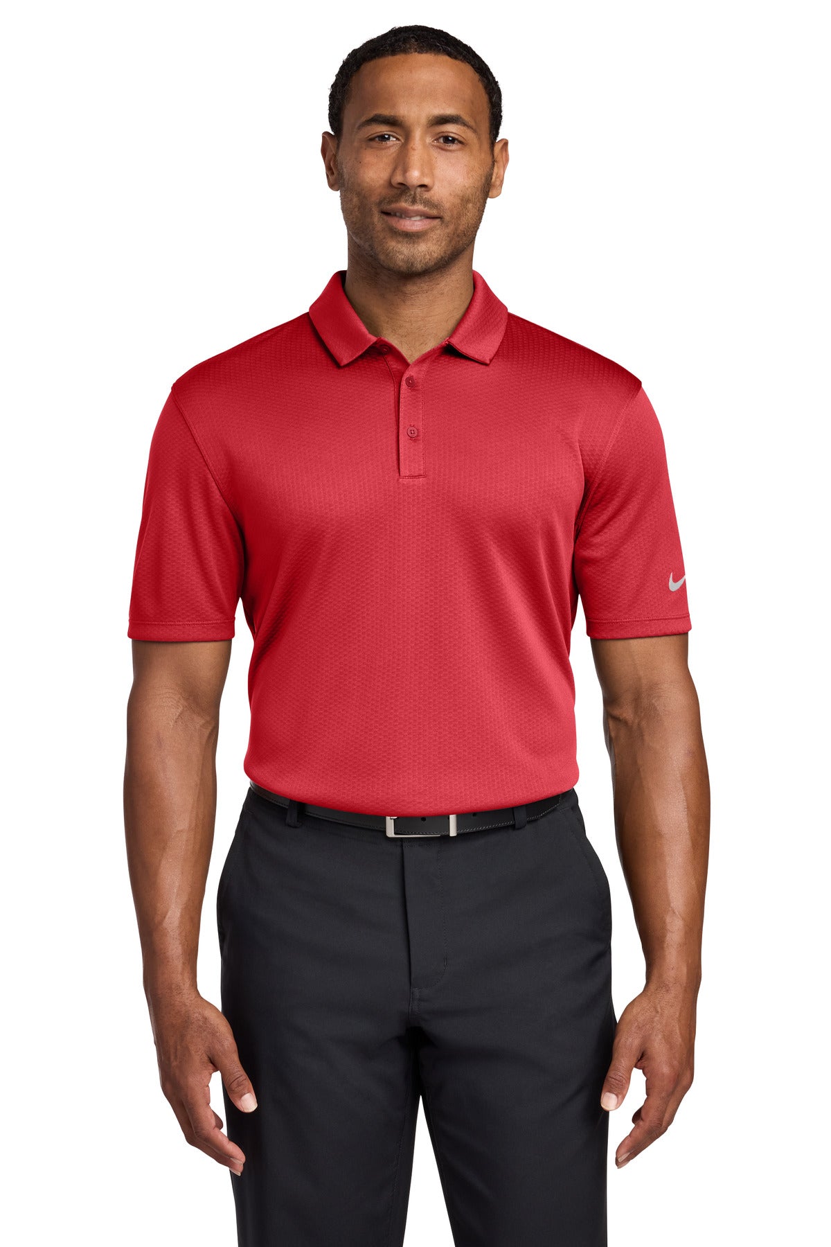 Nike Dri-FIT Hex Textured Polo. - Gym Red
