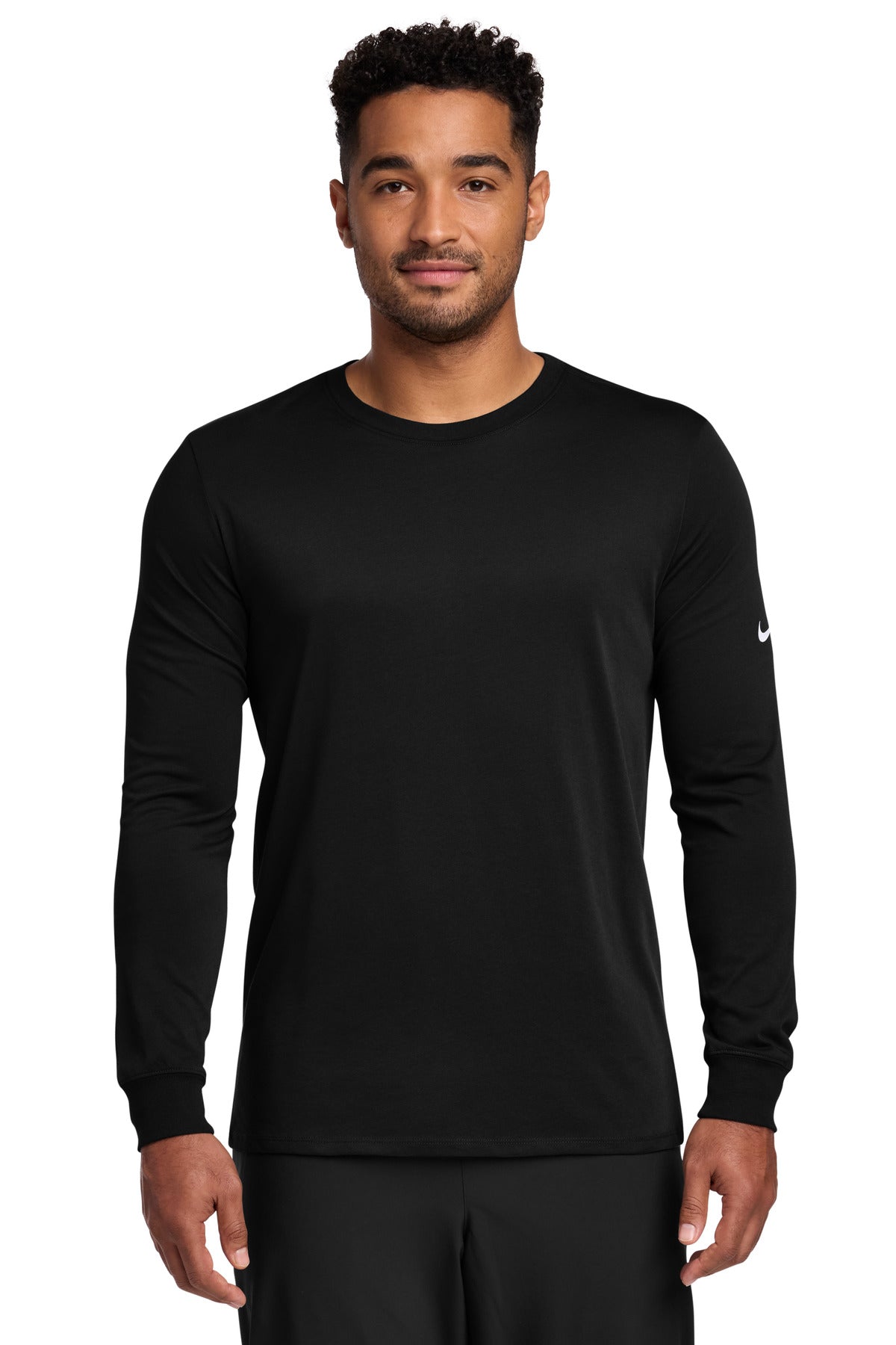 Nike Dri-FIT Cotton/Poly Long Sleeve Tee. - Black