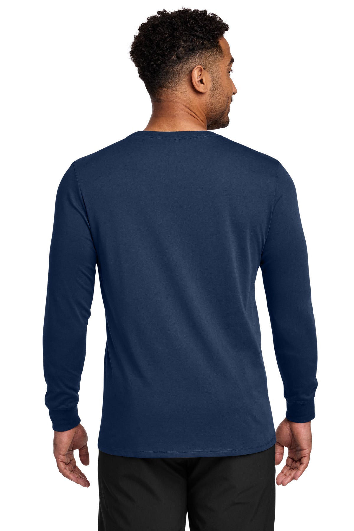 Nike Dri-FIT Cotton/Poly Long Sleeve Tee. - College Navy