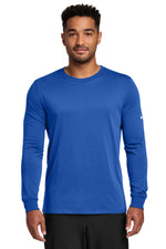 Nike Dri-FIT Cotton/Poly Long Sleeve Tee. - Rush Blue