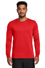 Nike Dri-FIT Cotton/Poly Long Sleeve Tee. - University Red