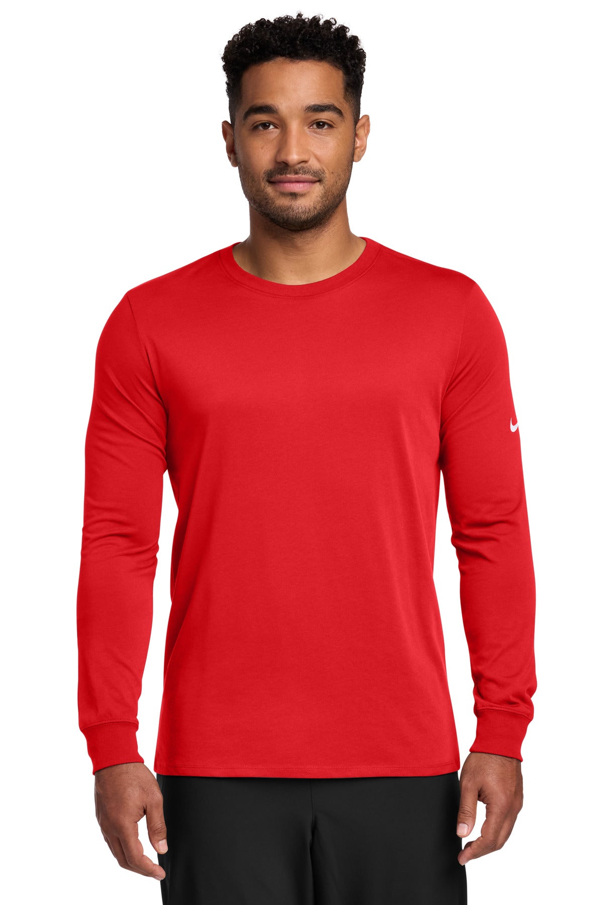 Nike Dri-FIT Cotton/Poly Long Sleeve Tee. - University Red