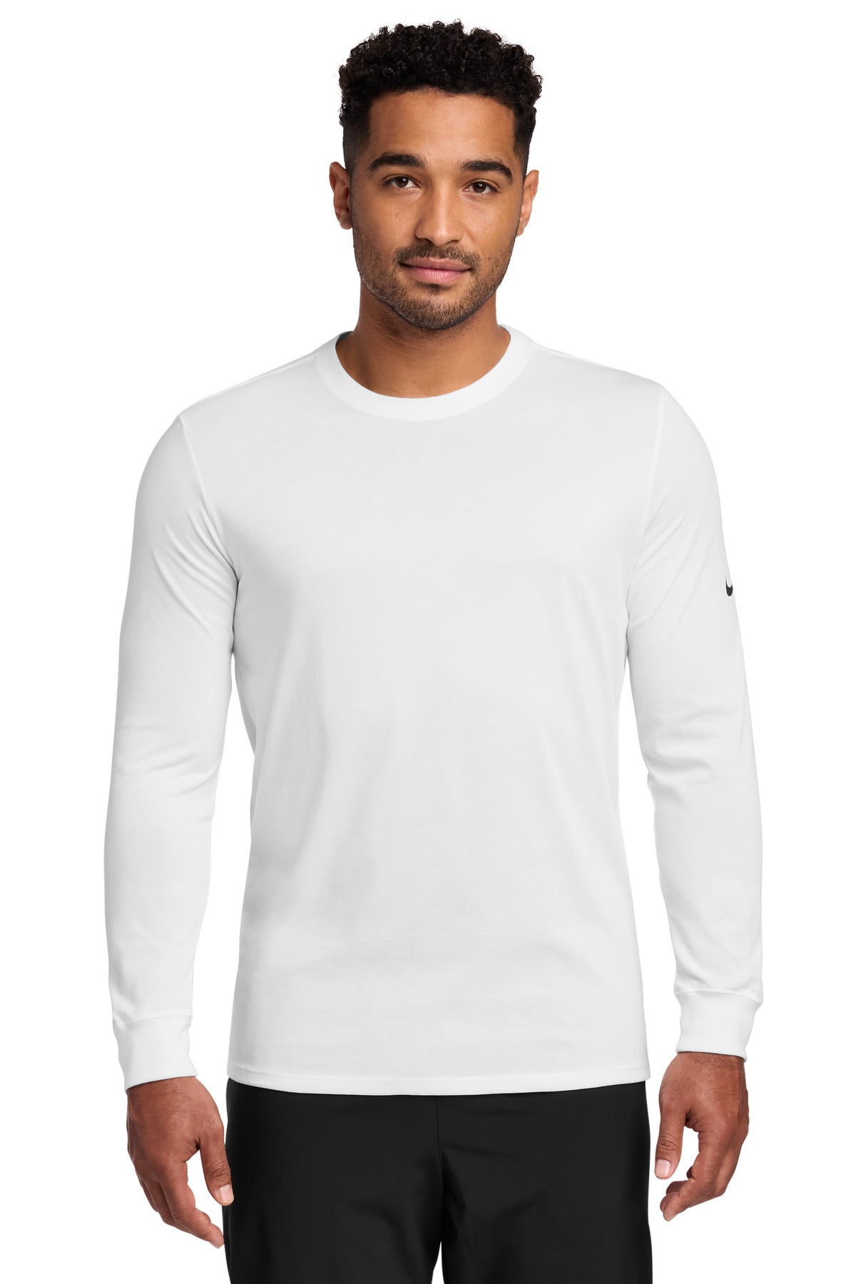 Nike Dri-FIT Cotton/Poly Long Sleeve Tee. - White