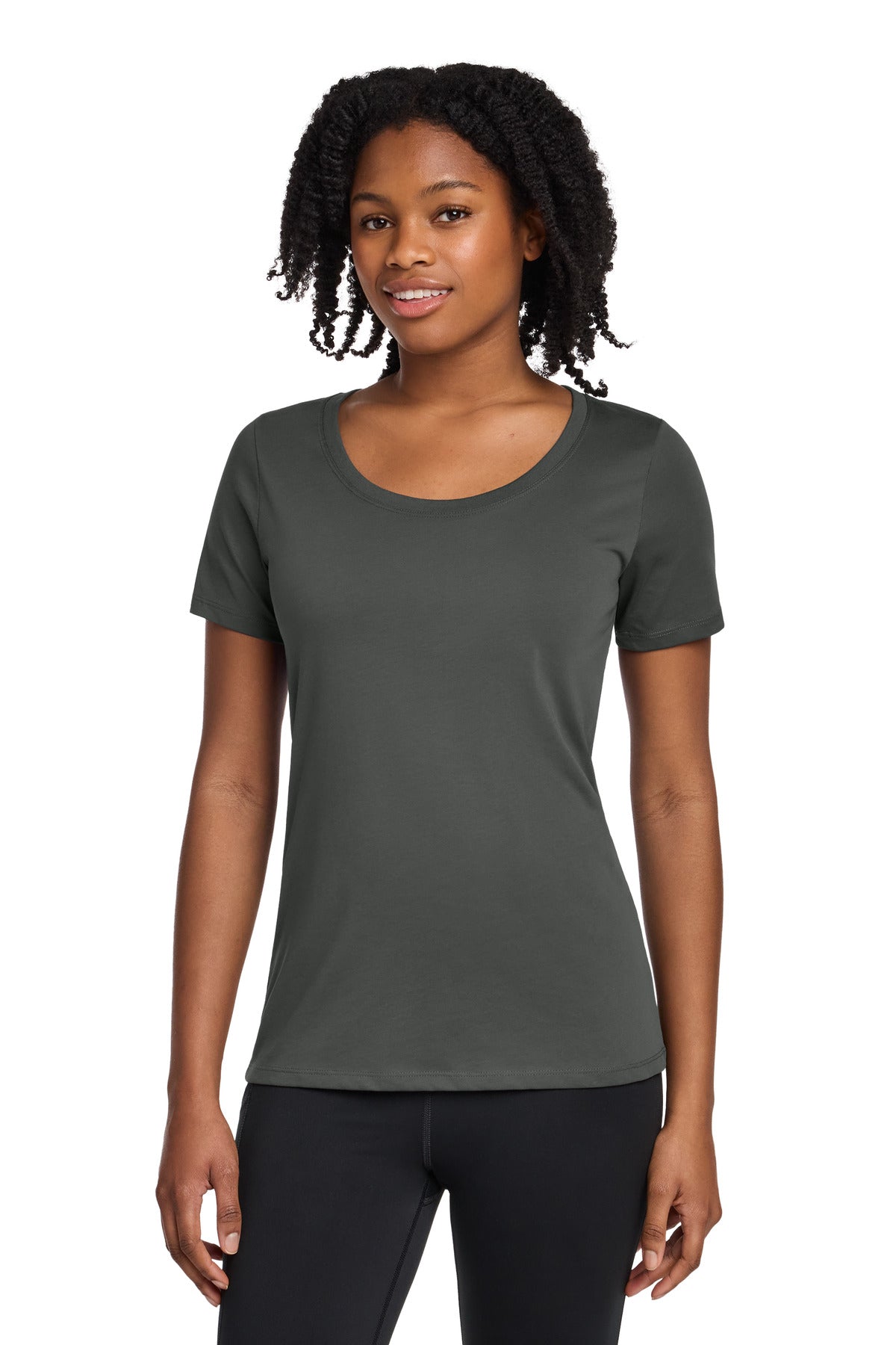 Nike Women's Dri-FIT Cotton/Poly Scoop Neck Tee. - Anthracite