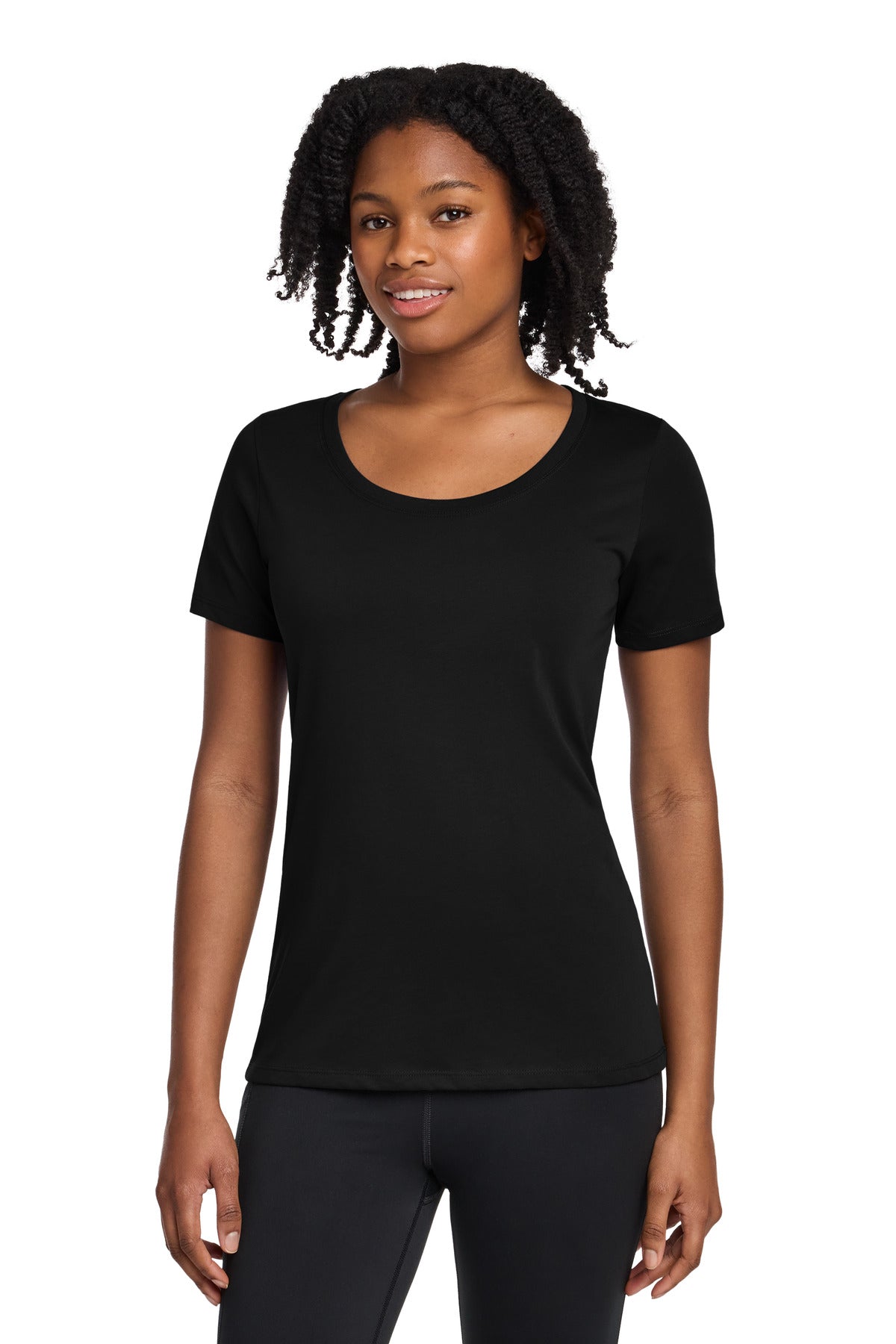 Nike Women's Dri-FIT Cotton/Poly Scoop Neck Tee. - Black