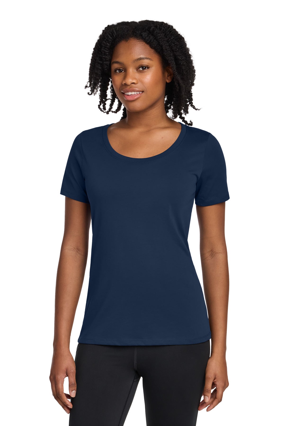 Nike Women's Dri-FIT Cotton/Poly Scoop Neck Tee. - College Navy