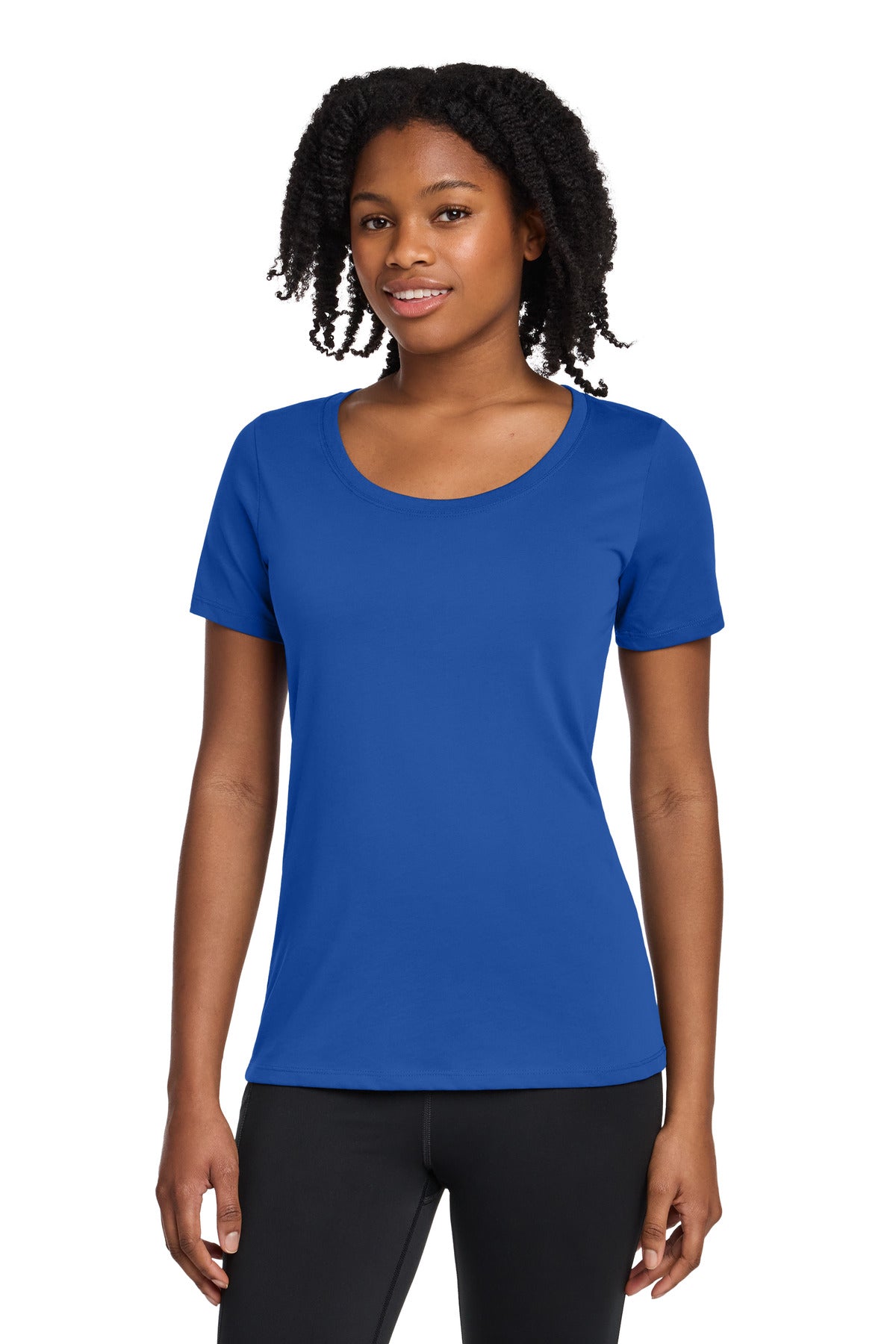 Nike Women's Dri-FIT Cotton/Poly Scoop Neck Tee. - Rush Blue