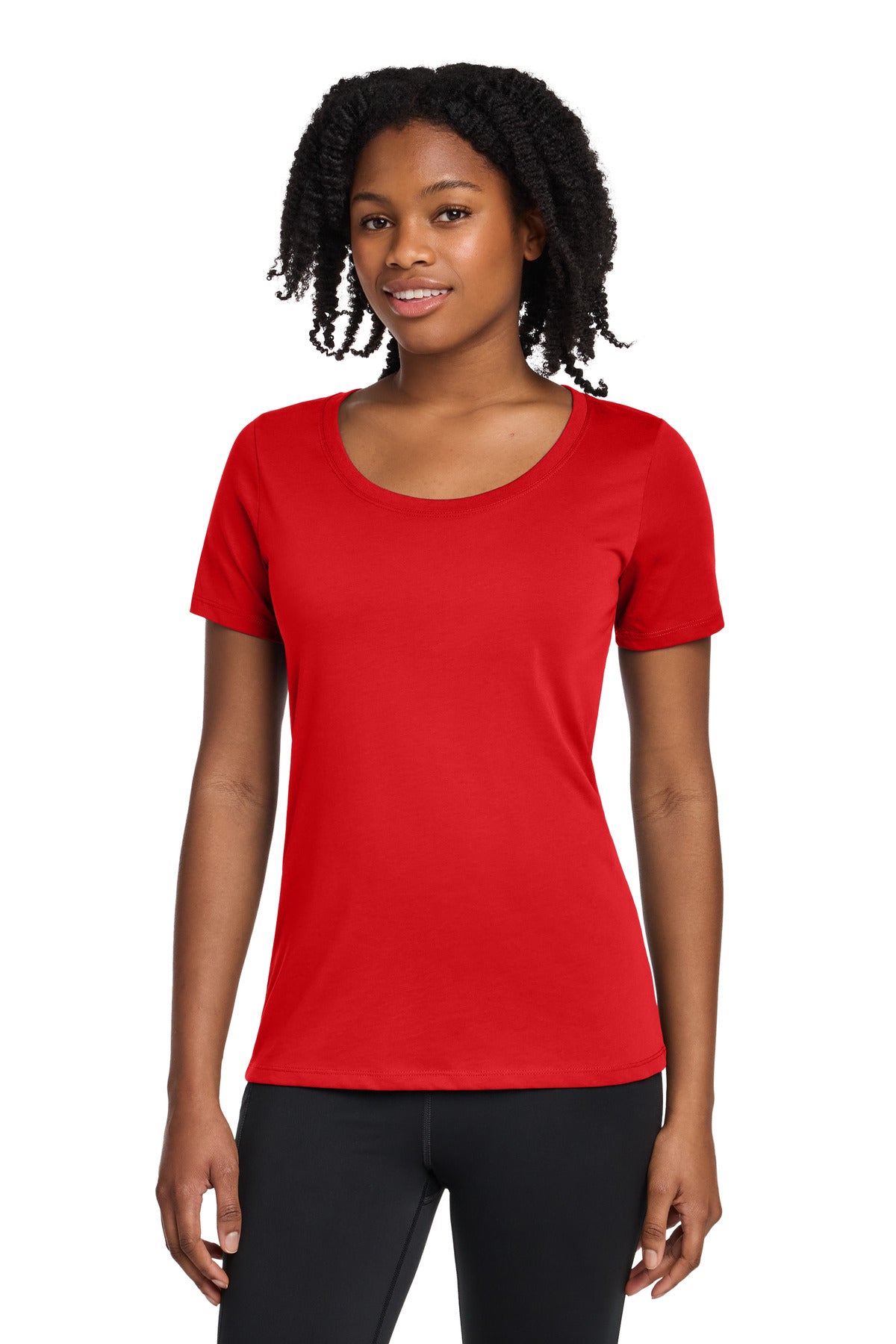 Nike Women's Dri-FIT Cotton/Poly Scoop Neck Tee. - University Red