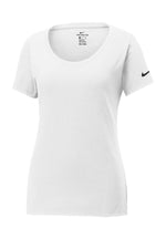 Nike Women's Dri-FIT Cotton/Poly Scoop Neck Tee. - White